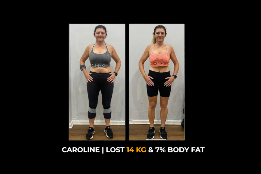 Caroline before and after weight loss journey.