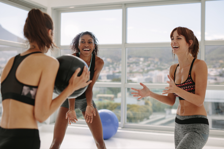 Shared joy in a group fitness class.