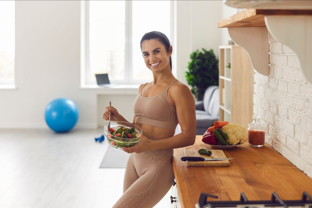 Woman preparing a healthy pre-workout snack